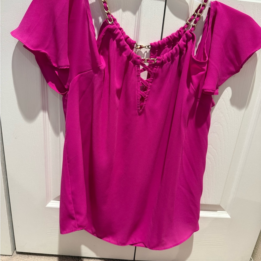 INC International Concepts Pink Flutter Sleeve Blouse